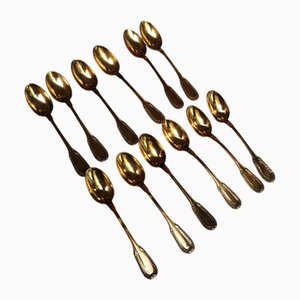 Vergoldete Sterling Silber Kaffeelöffel von Christofle, Frankreich, 12 . Set