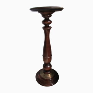 Pedestal Table in Wood and Brass, 1980s