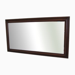 Large Rectangular Beveled Mirror, Wooden Frame, 1970s