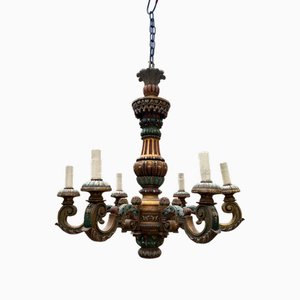 Italian Louis XIV Style Green and Blue Chandelier, 1950s