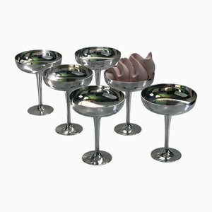 Italian Silver-Plated Champagne Coupes, 1980s, Set of 6