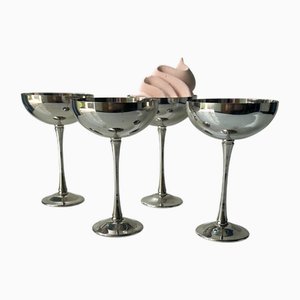 Italian Art Deco Revival Champagne Coupes, 1980s, Set of 4