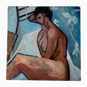 British Artist, Expressionist Nude, 20th Century, Oil on Board