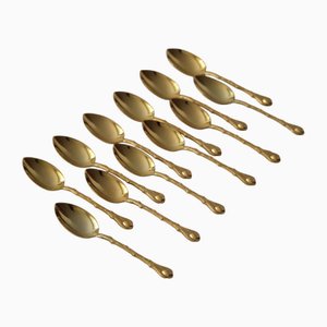 Gold-Plated Coffee Spoons, France, Set of 12