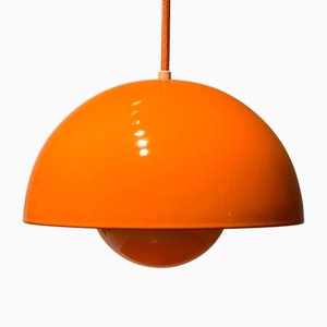 Lampe à Suspension Mid-Century Moderne en Émail Orange par Verner Panton pour Louis Poulsen, Denmark, 1968