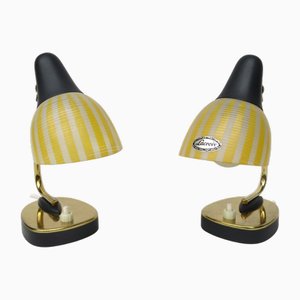 Lampes de Chevet en Laiton, Anthracite et Verre de Lacroix, 1950s, Set de 2