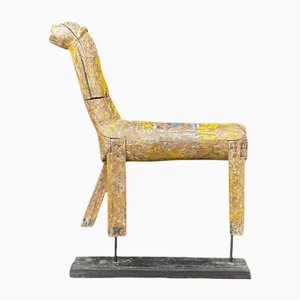 Grande scultura antica di cavallo in legno fatta a mano, inizio XIX secolo