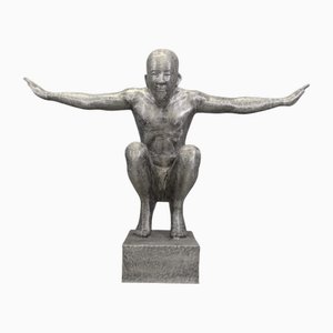 Large Outstretched Arms Sculpture, 2000s, Brushed Aluminium