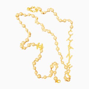 Gold and White Chanel Necklace Pendant from Chanel