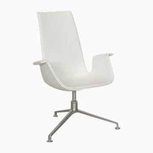 Weißer FK Ledersessel in Weißem Shell Chair mit Drehfunktion von Walter Knoll / Wilhelm Knoll