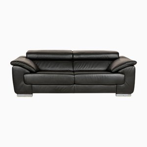 Blues Leather Two-Seater Black Sofa by Ewald Schillig
