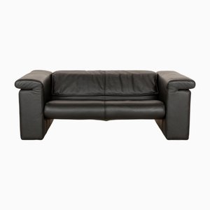 Schwarzes 6800 Zwei-Sitzer Ledersofa von Rolf Benz