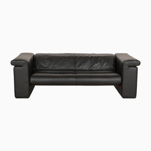 Schwarzes 6800 Drei-Sitzer Ledersofa von Rolf Benz