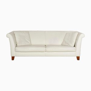 Ritz Leather Three-Seater Cream White Sofa by Machalke