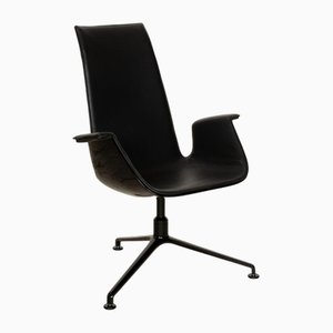 FK Black Leather Armchair in Black from Walter Knoll / Wilhelm Knoll