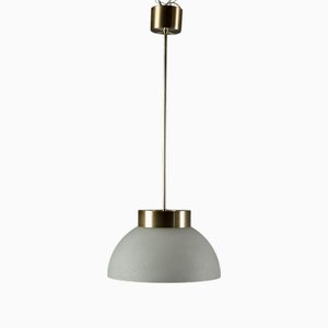 Plafonnier Vintage en Aluminium et Verre Brossé, 1960s