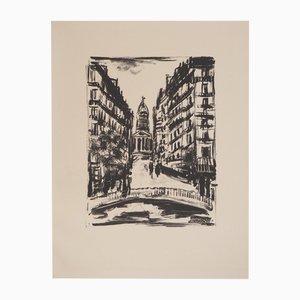 Maurice De Vlaminck, Rue Soufflot, Original Signed Lithograph