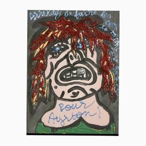 Robert Combas, Portrait, 1997, Glitter and Acrylic on Stiff Paper