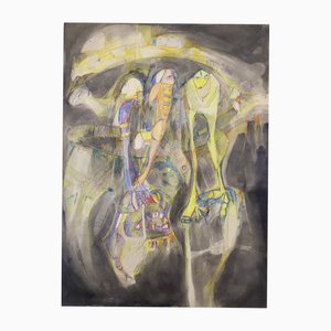 Gina Pellon, Composition, Original Mixed Media Drawing, 1969