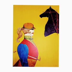 Richard Lindner, Chica en hábito de montar, serigrafía, 1970