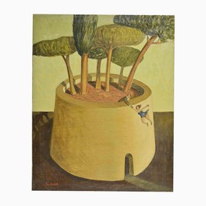 Alberto Gallerati, By a Hair's Breadth, Oil on Canvas, 1970s