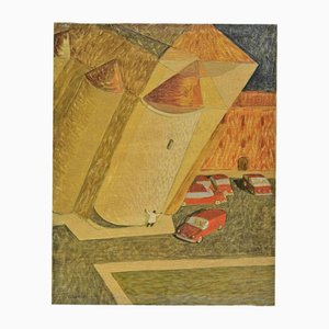 Alberto Gallerati, La iglesia que se derrumba, óleo sobre lienzo, años 70
