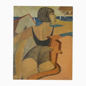 Alberto Gallerati, The Wooden Man, Oil on Canvas, 1970s