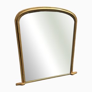 Large Antique EnglishGilt Plain Arched Top Overmantle Mirror