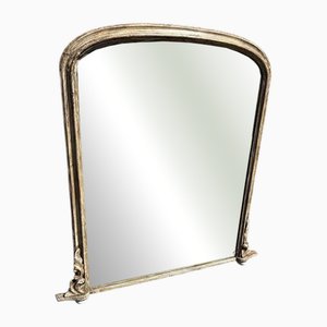 Large Antique English Arched Top Painted Overmantle Mirror, 1800s