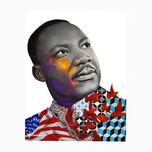 Béni, Martin Luther King, 2024, Oil & Silver Leaf Painting