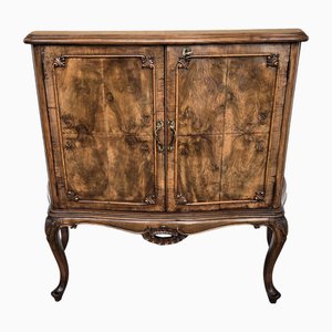 Mid-Century Art Deco Italian Walnut Burl and Mirror Mosaic Dry Bar Cabinet, 1940s