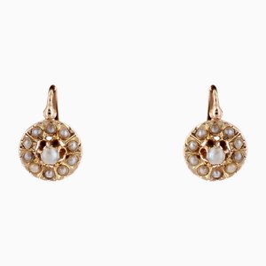 20th Century French Fine Pearls 18 Karat Rose Gold Lever Back Earrings, Set of 2