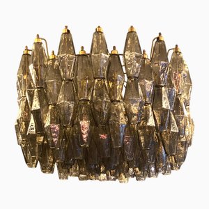 Graue Poliedri Murano Glas Kronleuchter im Stil von Carlo Scarpa, 1990