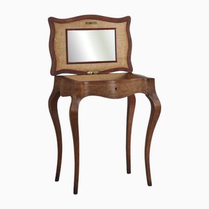 Antique Baroque Dressing Table in Burl Wood and Mirror, 1890