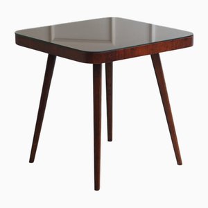 Mid-Century Side Table with Glass Top, 1960