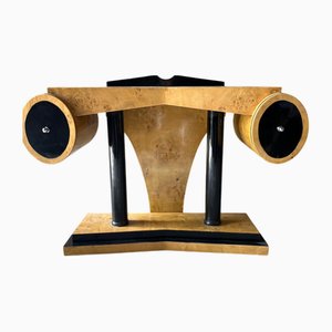 Vintage Art Deco Konsolentisch aus Wurzelahorn mit 2 Schubladen