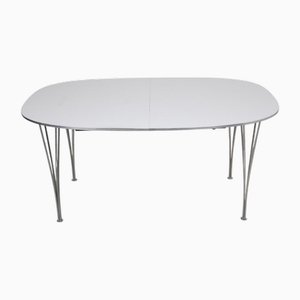 White Super Elipse Table with Extensions by Piet Hein, 1980s