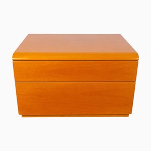 Vintage Modernist Bedside Table in Honey-Colored Curved Wood with Drawers