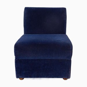 Vintage Armless Armchair in Midnight Blue Corduroy Velvet