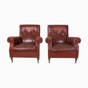Set of Vintage Burgundy Leather Chairs