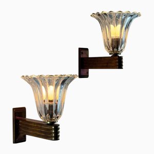 Applique da parete a forma di campanula di Murano di Ercole Barovier per Barovier & Toso, anni '40, set di 2