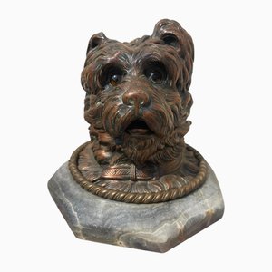Encrier Bronze Tête De Yorkshire