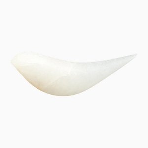 David Natidze, White Little Bird 1, 2025, Alabaster with Limestone Base