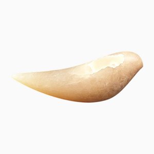 David Natidze, Brown Little Bird 1, 2025, Alabaster with Limestone Base