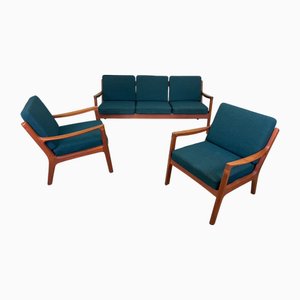 Mid-Century Modern Teak Sofa & Stühle von Ole Wanscher, 1960er, 3er Set