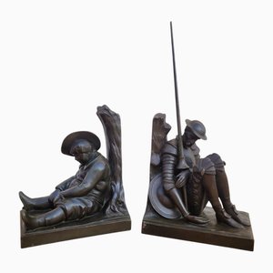 Sujetalibros Don Quijote Art Déco de Janle para Max le Verrier, siglo XX. Juego de 2