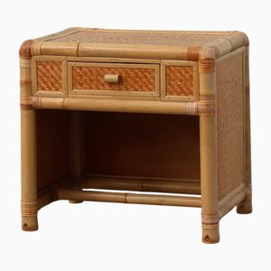 Italian Bamboo and Wicker Chest of Drawers or Nightstand, 1970s