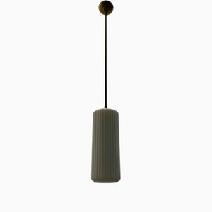 White Pleated Opaline Glass Pendant, 1960s