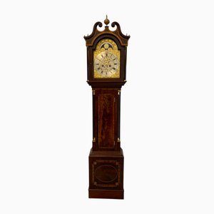 Antique George III Inlaid Mahogany Brass Face Longcase Clock, 1800s