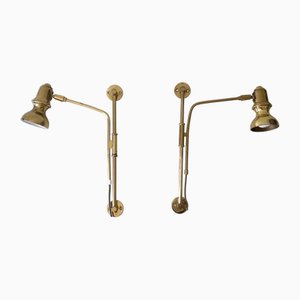 Mid-Century Adjustable Bedside Wall Lights in Brass, Germany, 1960s, Set of 2